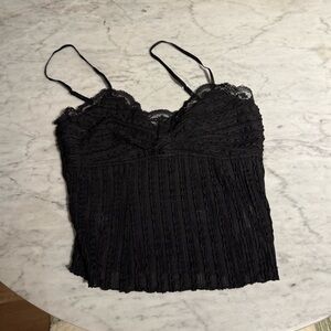 Isalis black, cropped lace camisole.
